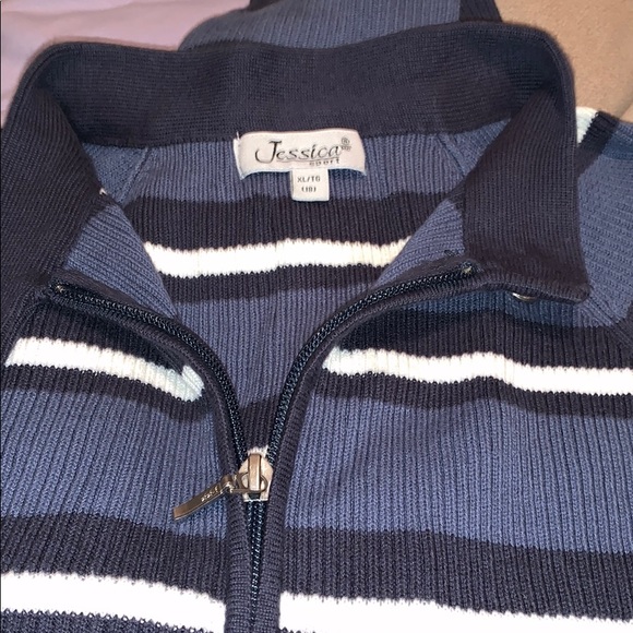 sweater blue,dark blue and white, with zipper - Picture 7 of 13